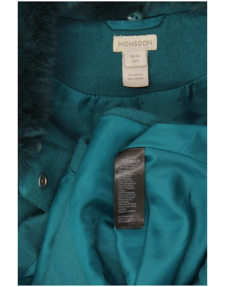 Monsoon piger overfrakke 12-13 år turkis polyester