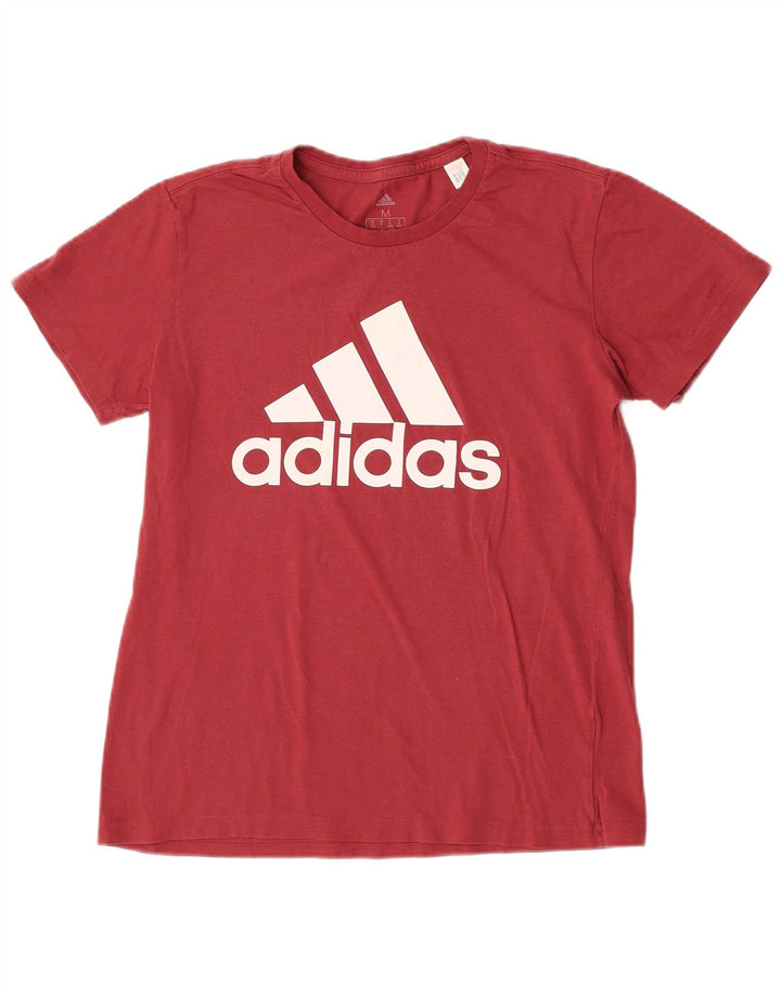 Adidas Dame Grafisk T-Shirt Top UK 12/14 Medium Rød