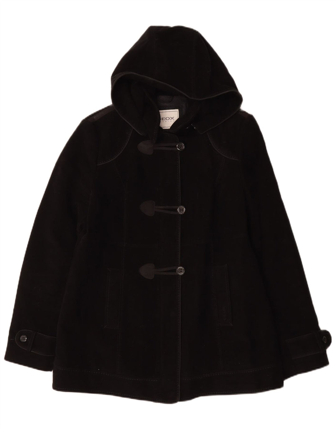 GEOX Womens Respira Duffle Coat UK 12 Medium Black Bomuld