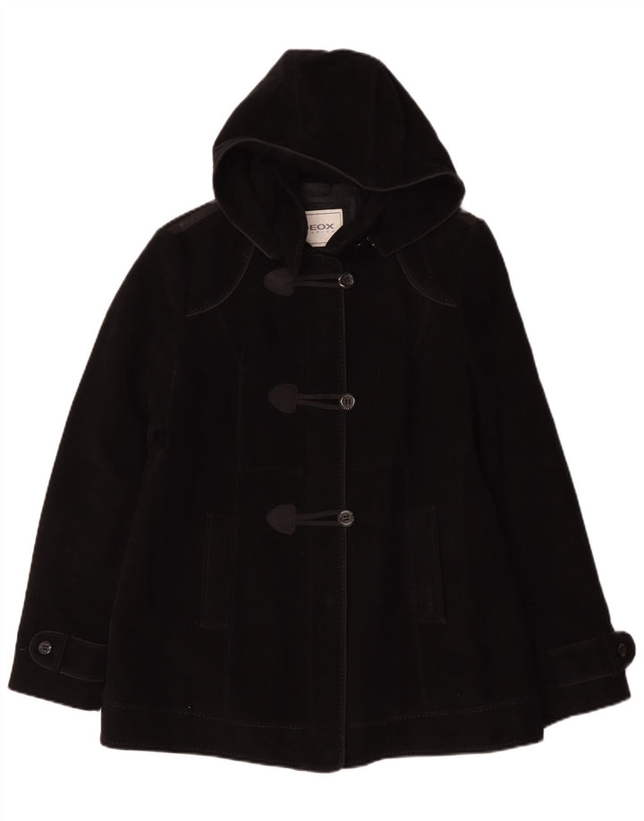 GEOX Womens Respira Duffle Coat UK 12 Medium Black Bomuld