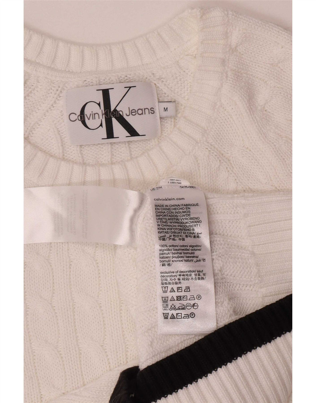 Calvin Klein Jeans Dame Jumper Sweater UK 12 Medium White