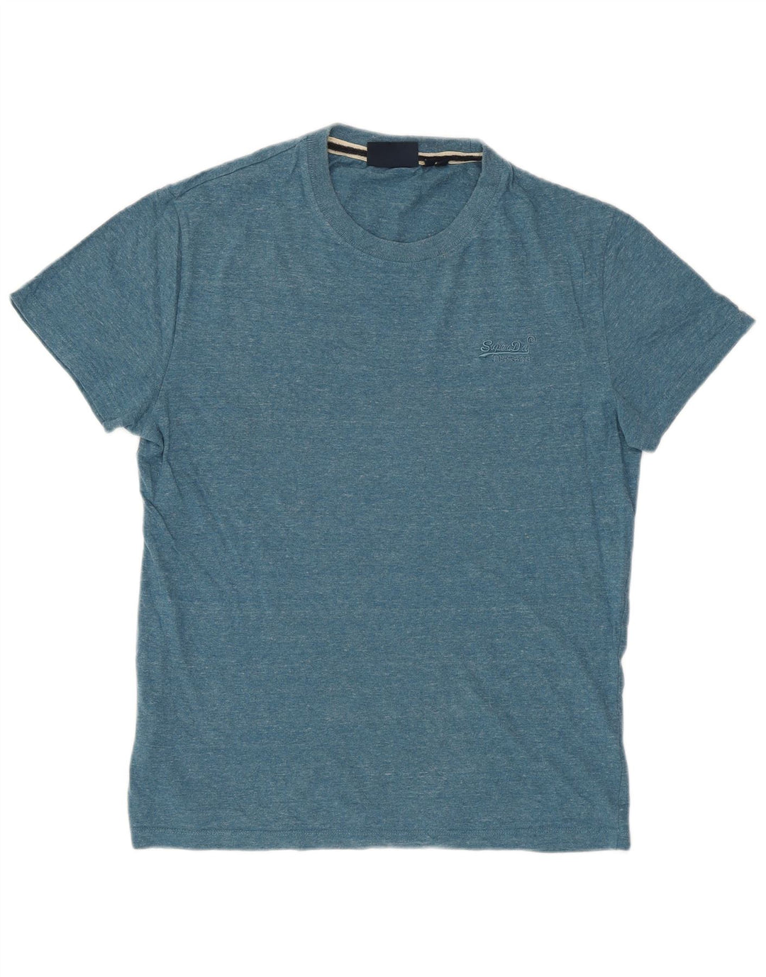 SUPERDRY T-shirt top til mænd, lille blå flækket bomuld