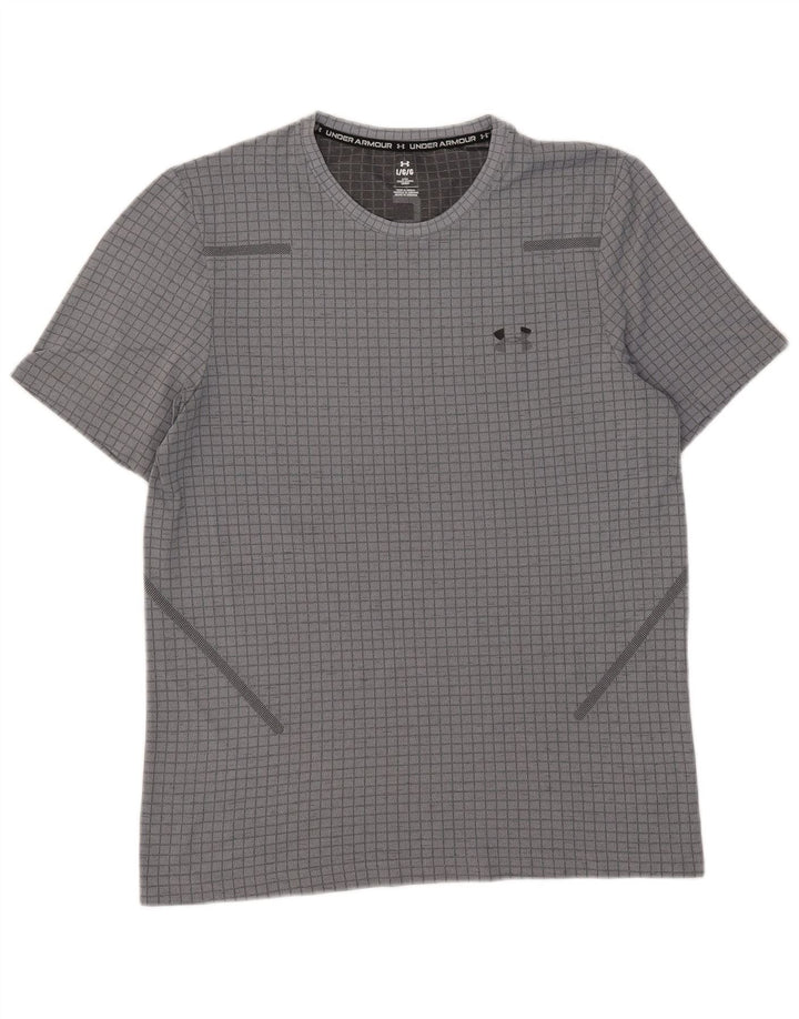 Under Armour Herre T-Shirt Top Stor Grå Ternet