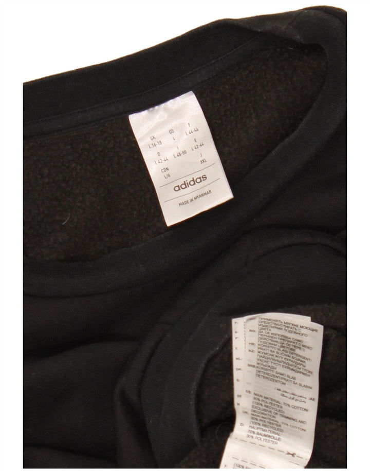 ADIDAS Womens Crop Oversized Sweatshirt Jumper UK 16/18 Stor sort bomuld