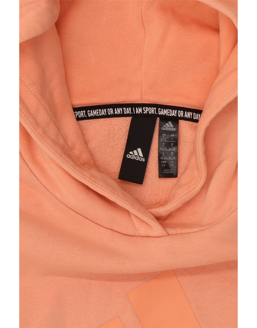 ADIDAS Oversized grafisk hættetrøjetrøje til kvinder UK 8/10 Lille orange bomuld