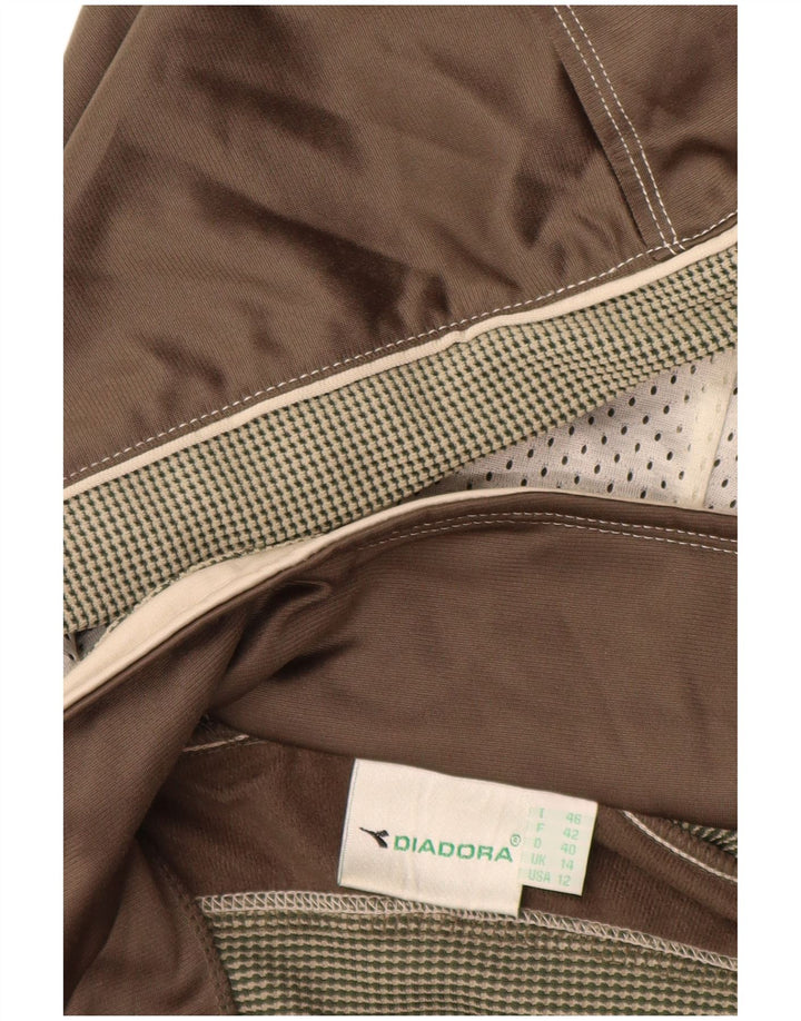 DIADORA Womens Oversized Tracksuit Top Jacket UK 14 Large Khaki