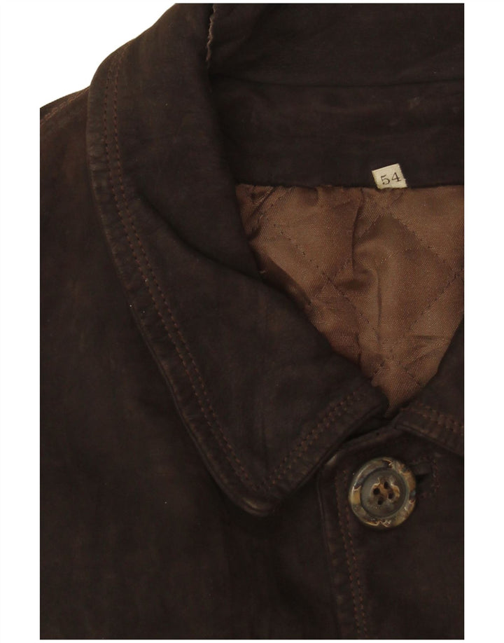 Vintage herre læderjakke IT 54 2XL brunt læder