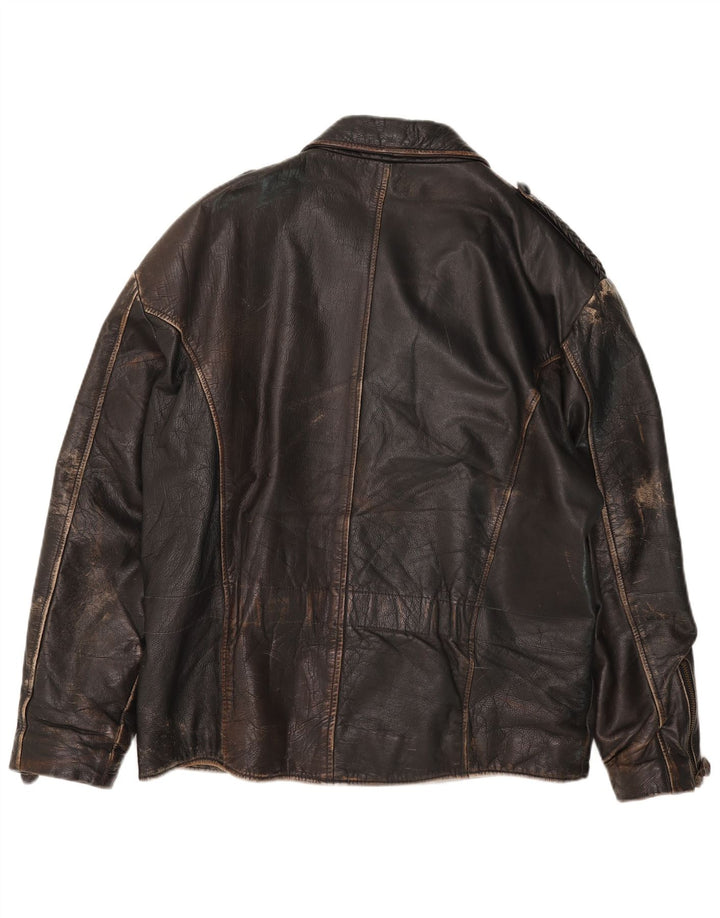 American Basics Herre Læder Biker Jacket UK 40 Stor Brun