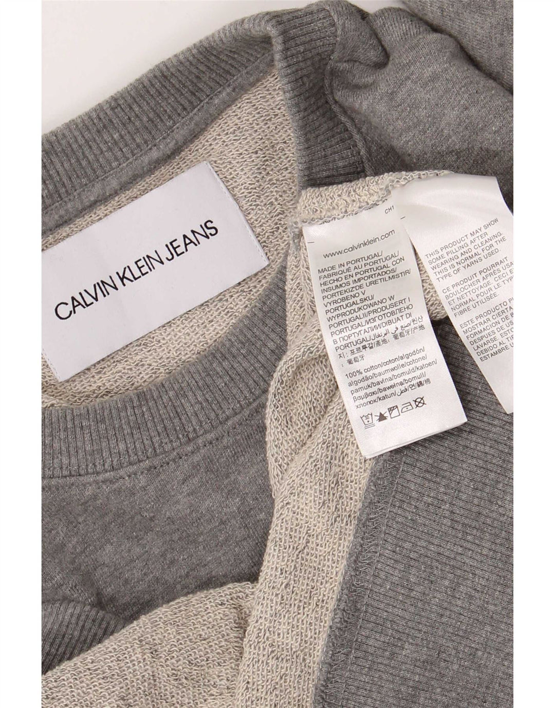 Calvin Klein Jeans Herre Grafisk Sweatshirt Jumper Medium Grå Bomuld