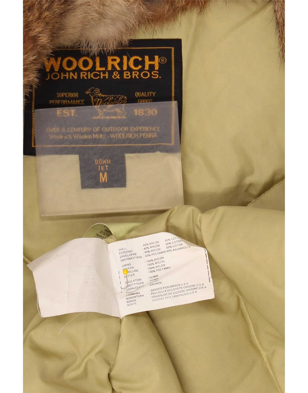Woolrich Dame Polstret Jakke UK 14 Medium Beige Nylon