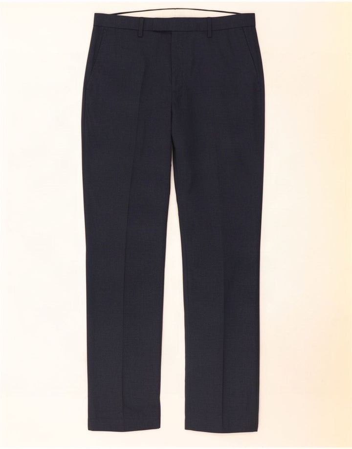 Marks & Spencer Herre Regular Suit Bukser W34 L30 Marineblå polyester