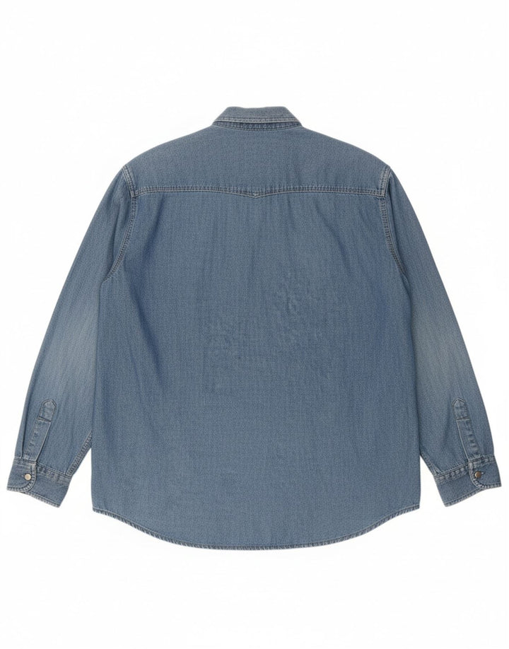 KANTAROS Mens Denim Shirt 2XL Blue Cotton