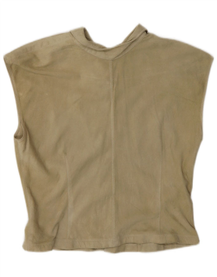Vintage Dame Ruskind Bluse Top UK 10 Small Beige