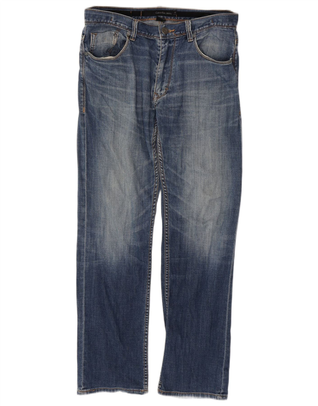 Calvin Klein Straight Jeans til mænd W31 L30 Blå Bomuld