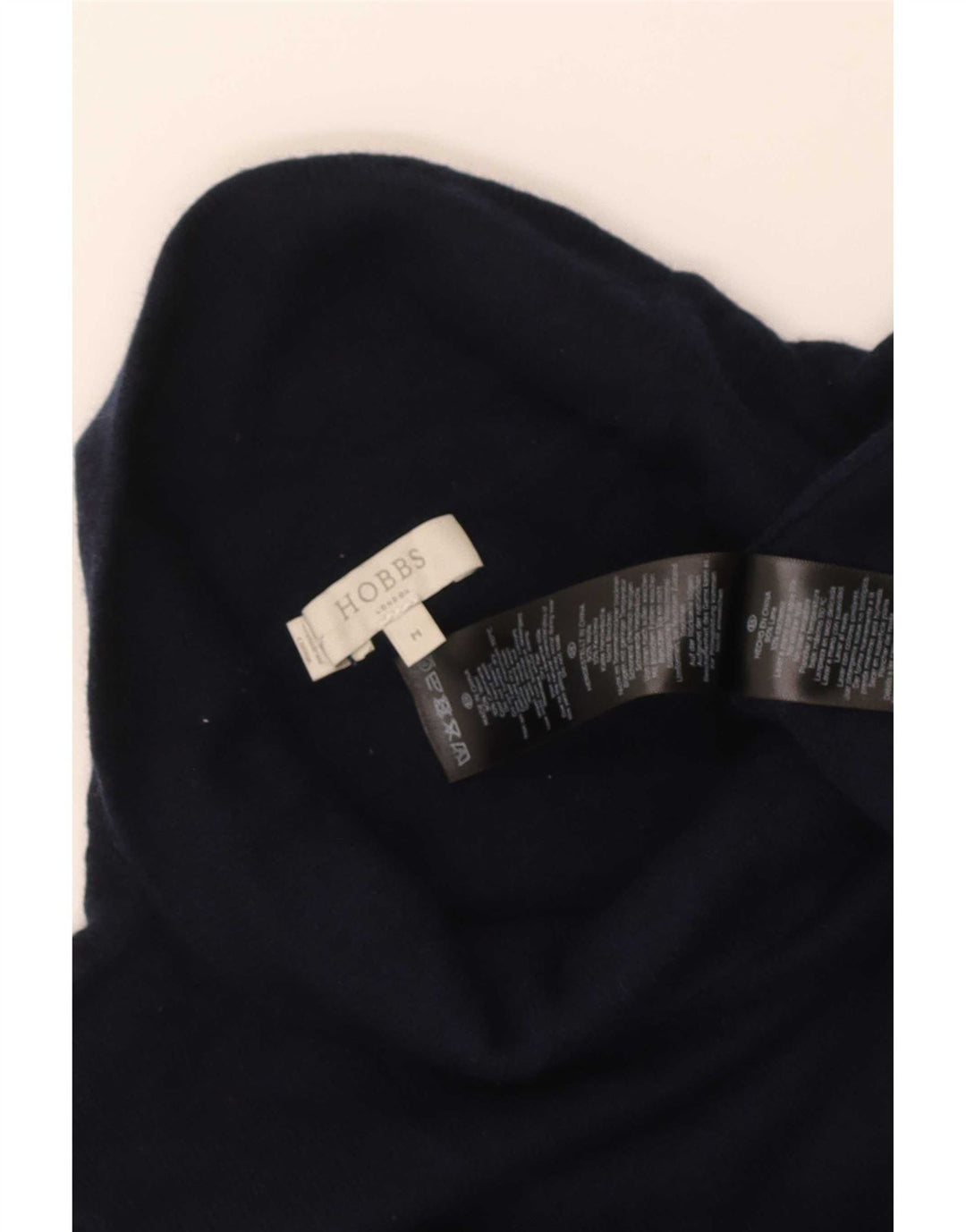 Hobbs Dame Rullehals Sweater UK 12 Medium Navy Blue Uld