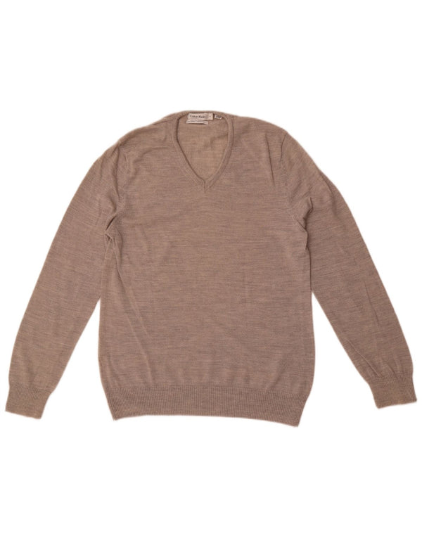 Calvin Klein Herre V-hals sweater Medium Grå Merinould