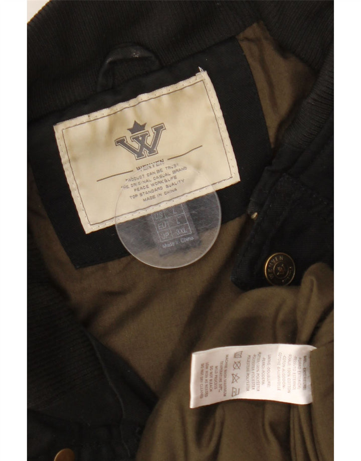 WENVEN Herre Utility Jacket UK 40 Large Black Cotton
