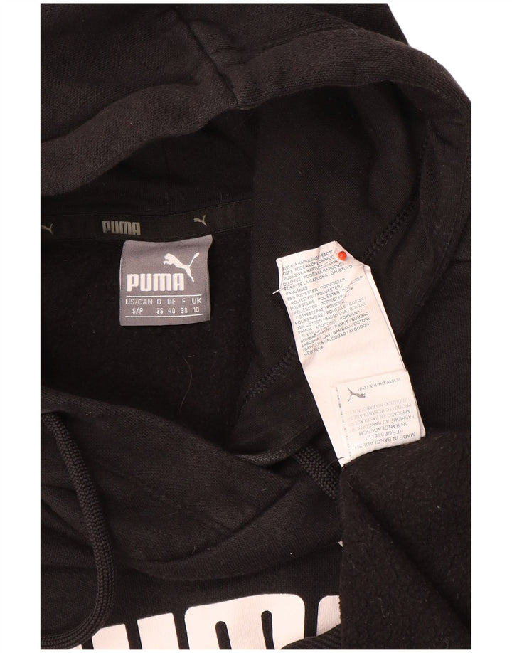 Puma Graphic Hoodie Jumper UK 10 Small Black Polyester