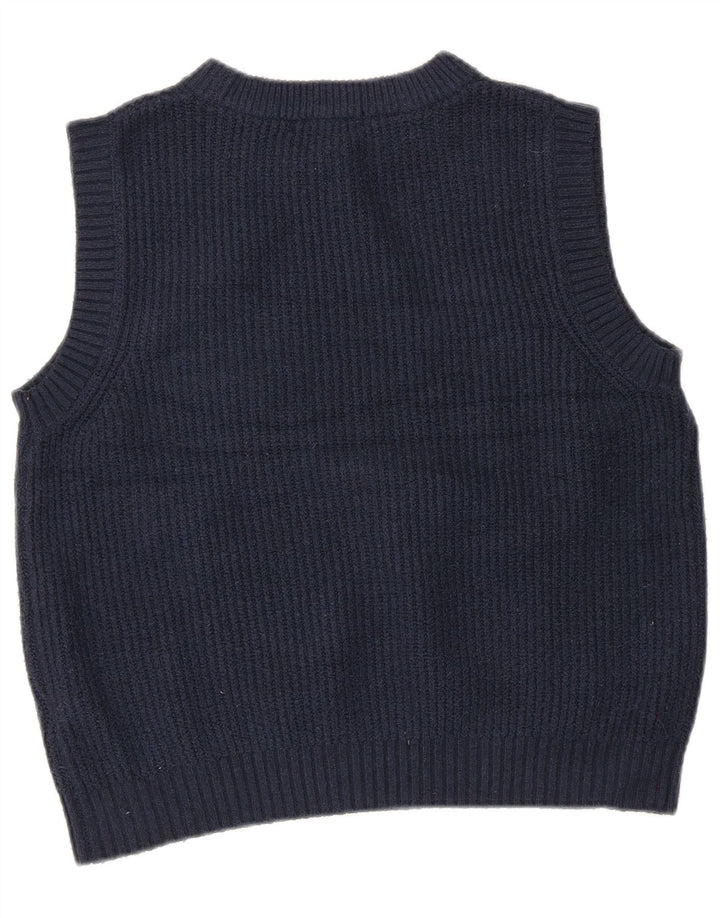 Marks & Spencer Dame Crop Vest Tank Top UK 10 Small Navy Blue Polyester