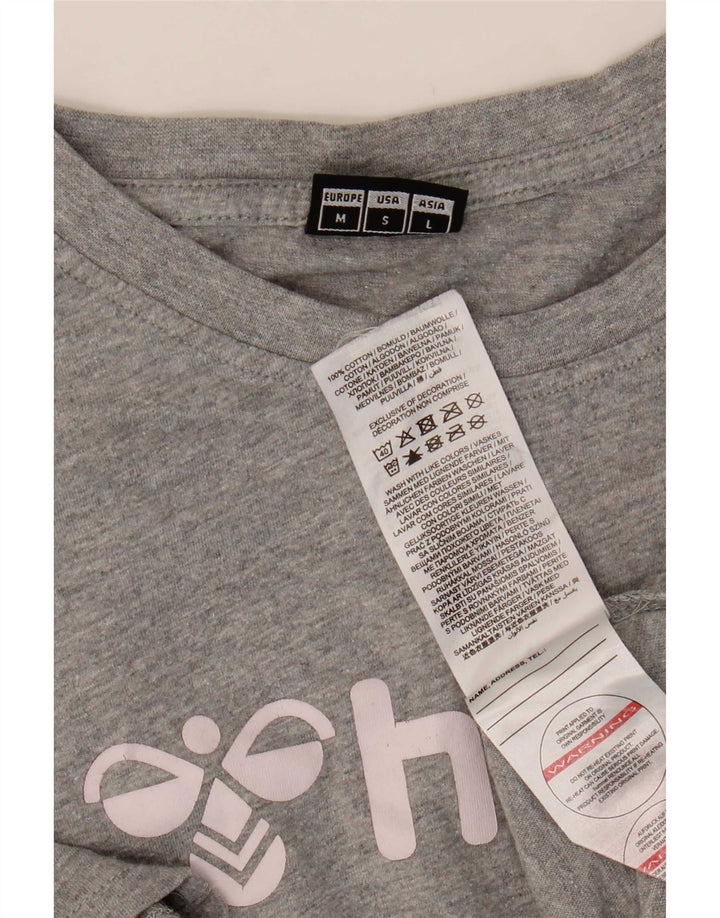 Hummel Herre grafisk T-shirt Top Medium Grey Flecked Bomuld