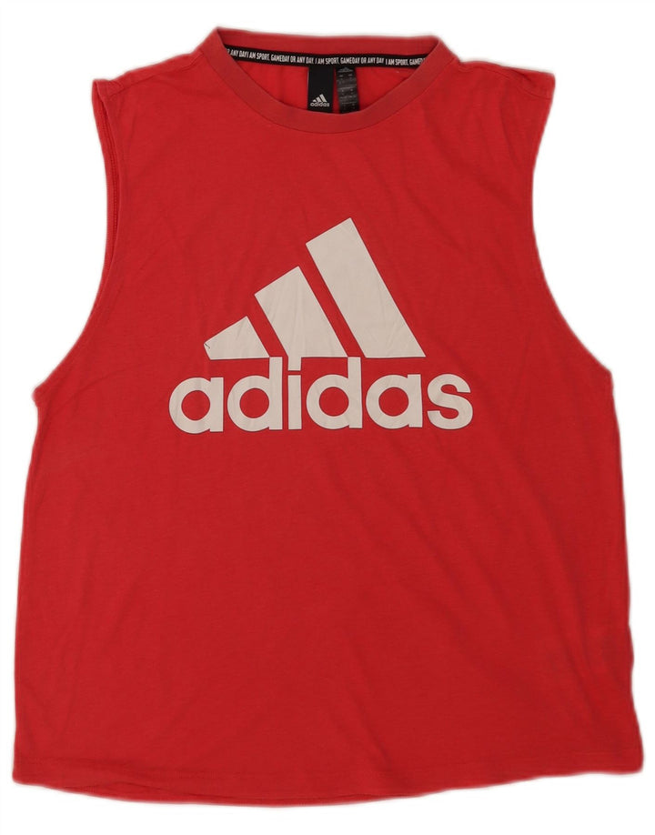 Adidas Dame Grafisk Vest Top UK 8/10 Lille Rød Polyester