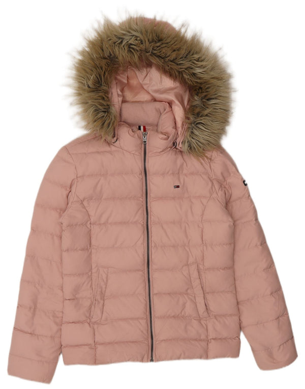 Tommy Hilfiger, polstret hættejakke til kvinder UK 10 Small Pink Polyester