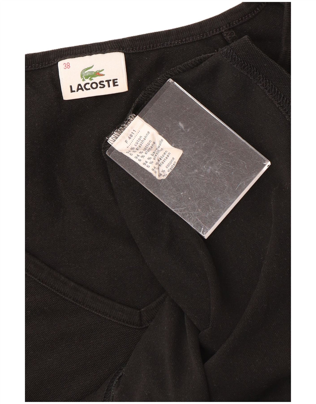 LACOSTE T-shirt top til kvinder str. 38 Medium Sort bomuld