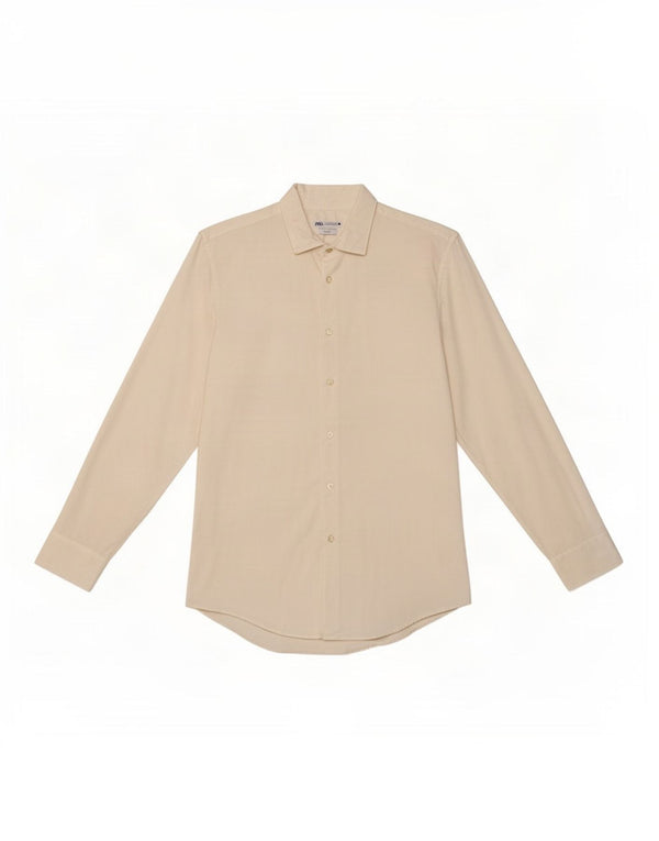 Zara Herre Slim Fit Skjorte Stor Hvid Lyocell