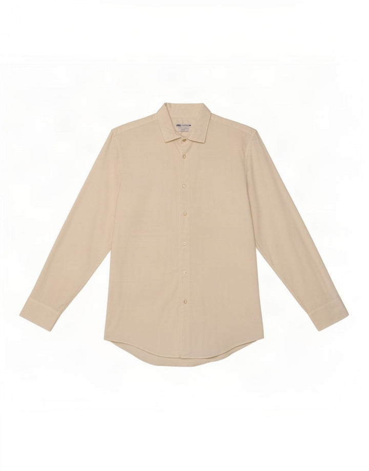 Zara Herre Slim Fit Skjorte Stor Hvid Lyocell