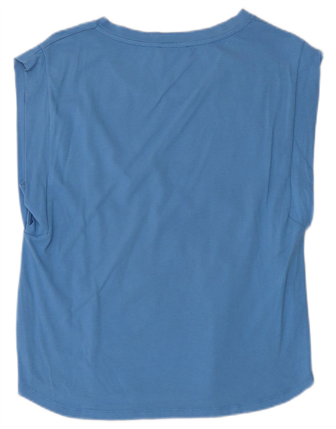 BENETTON Dame Loose Fit T-Shirt Top UK 6 XS Blå Bomuld