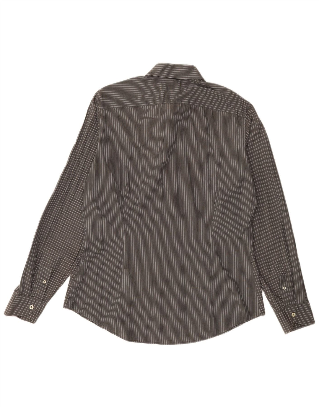 BENETTON Mens Shirt XL Grey Pinstripe Cotton