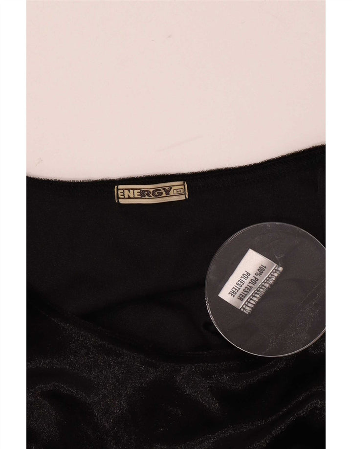 Vintage Womens Bodysuit UK 12 Medium Black Polyester