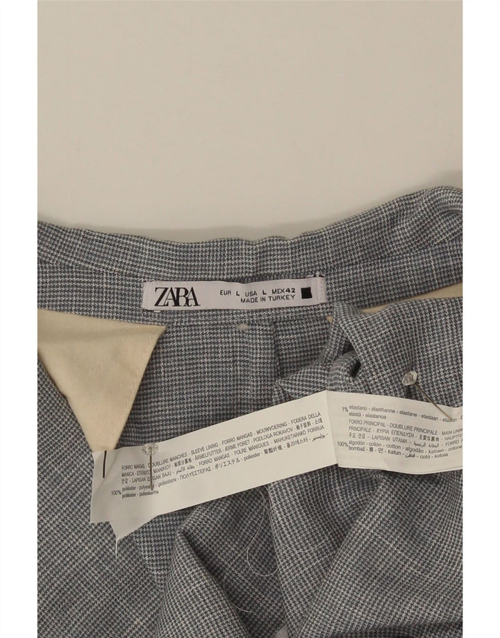 Zara Herre 2-knaps blazerjakke UK 40 Large Grå Houndstooth Polyester