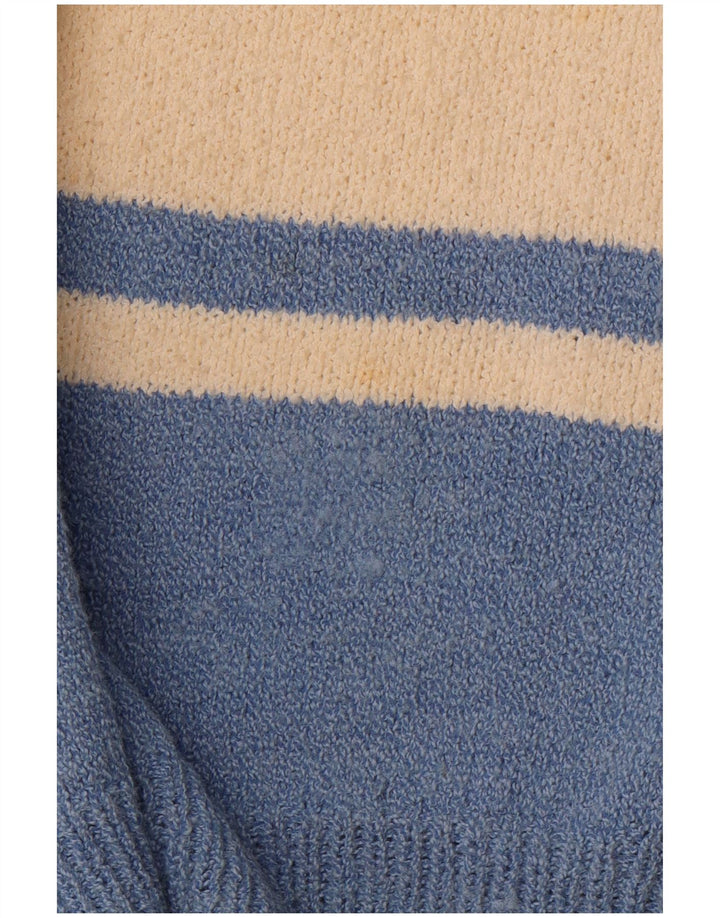 VINTAGE Herre V-hals sweater Stor blå farveblok