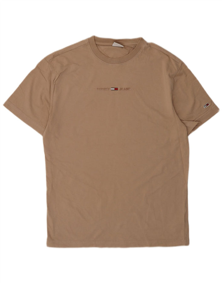Tommy Hilfiger Herre grafisk T-shirt Top Lille Beige Bomuld