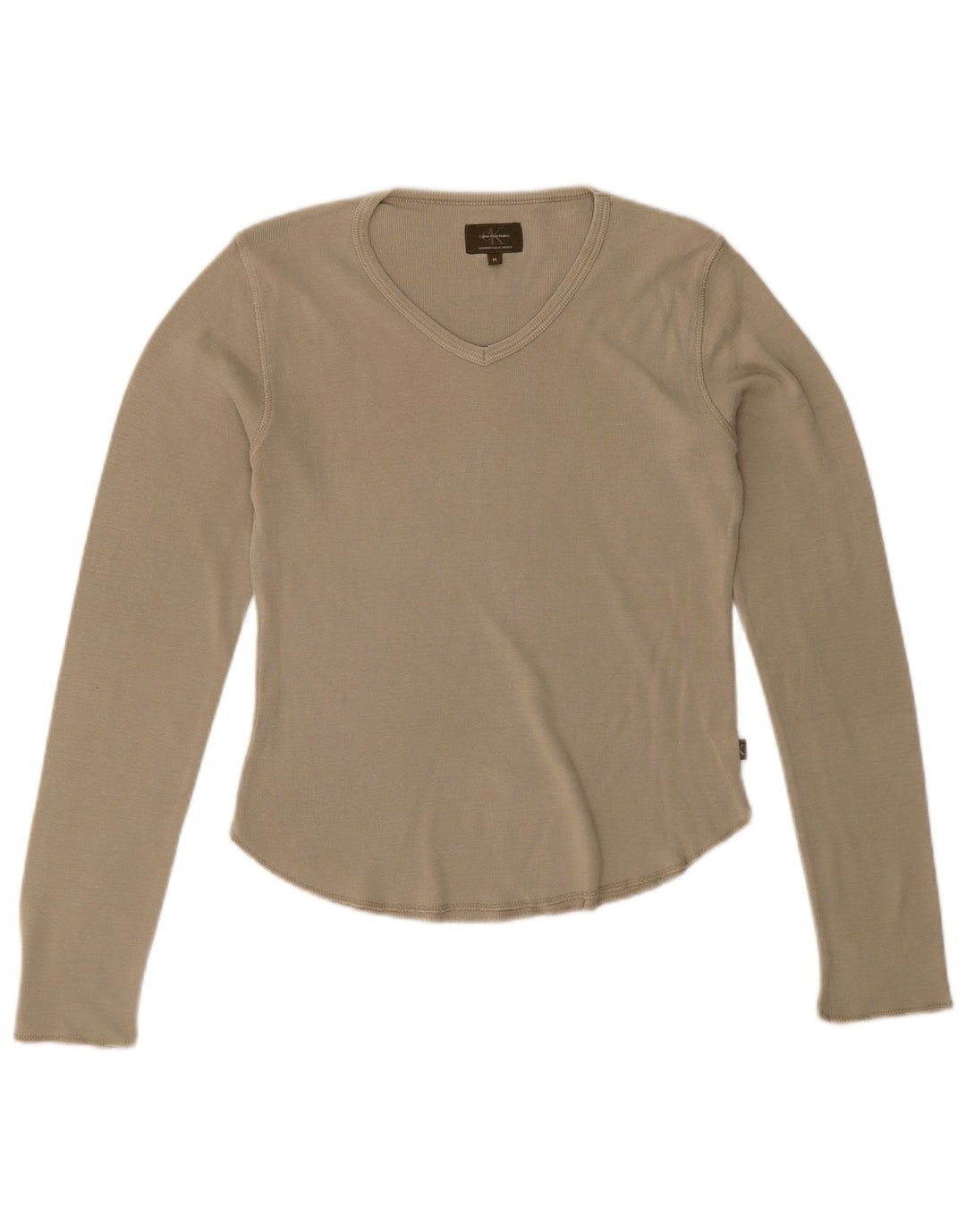 Calvin Klein Dame Top Langærmet UK 14 Medium Grøn Bomuld