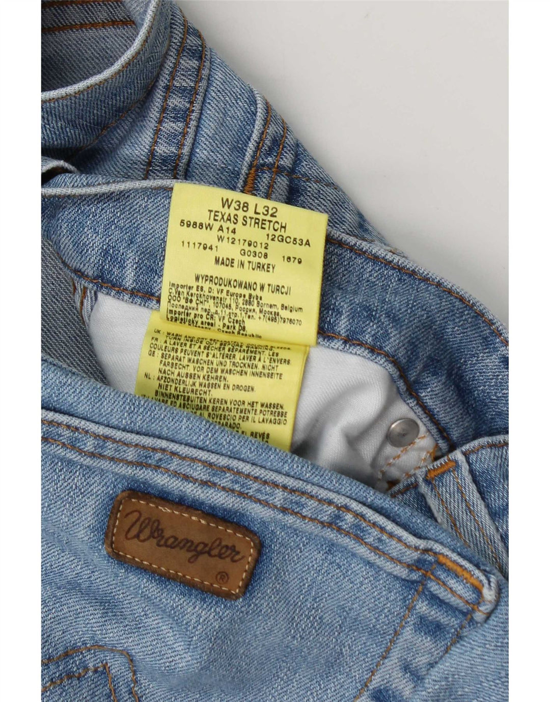 Wrangler Herre Texas Stretch Straight Jeans W38 L32 Blå Bomuld