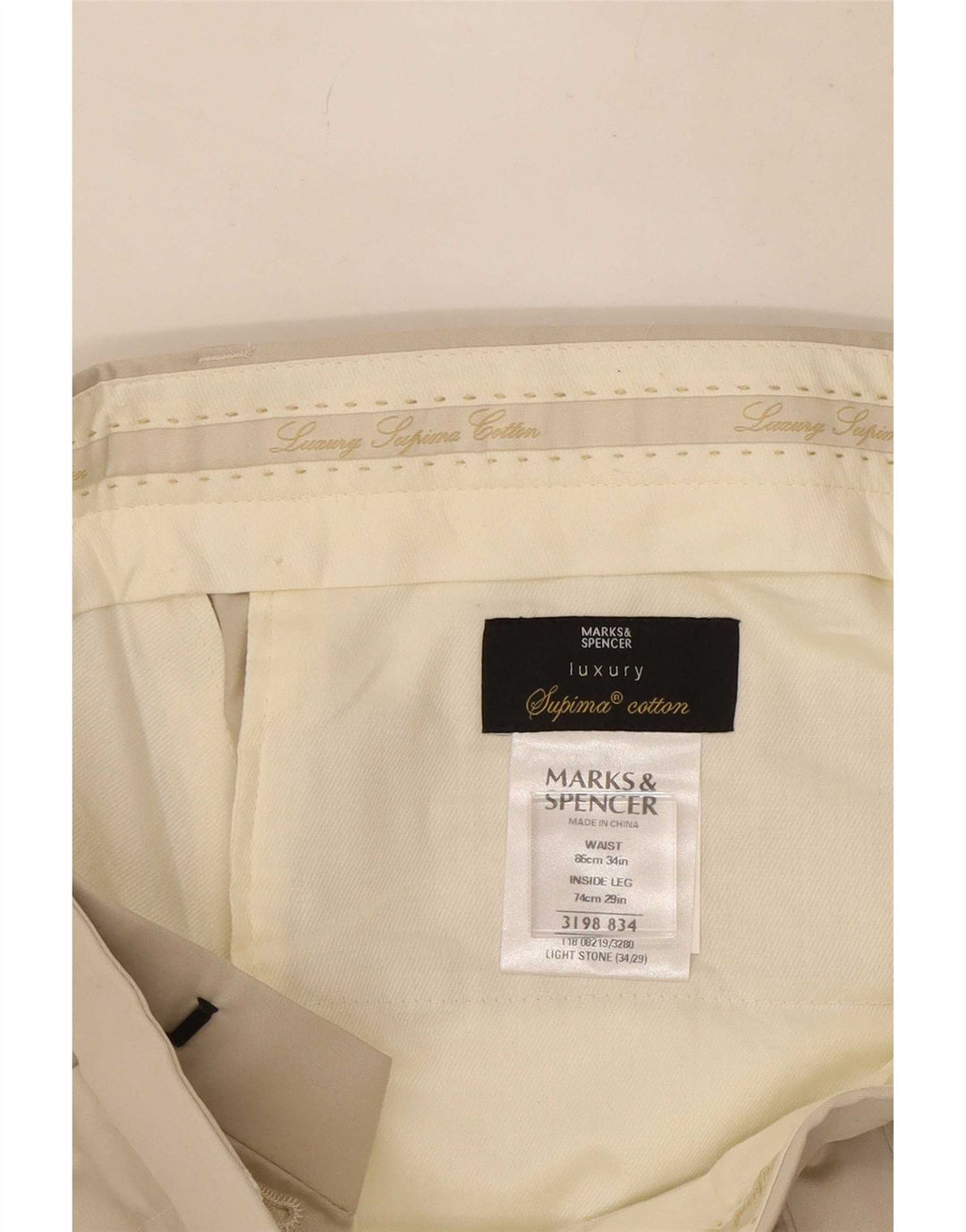 Marks & Spencer Lige jakkesæt til herrebukser W34 L29 Beige bomuld