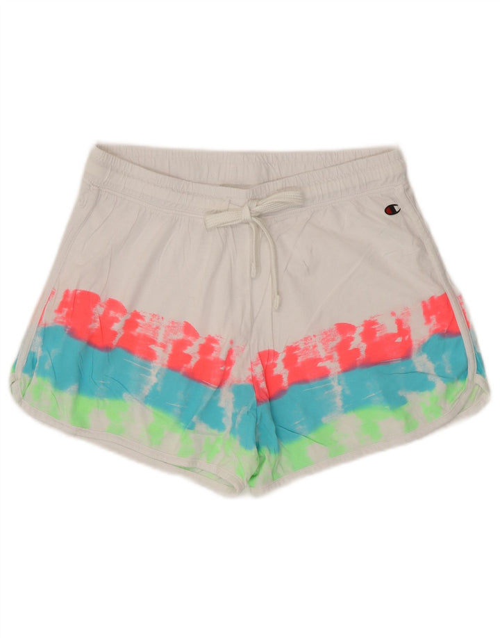 CHAMPION Sportsshorts til kvinder UK 12 Medium White Tie Dye Bomuld