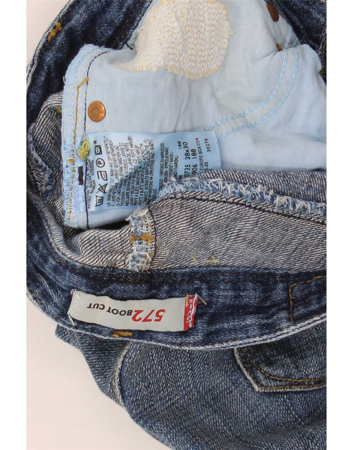 Levi's Dame 572 lavtaljede distressed Bootcut Jeans W28 L30 Blå Bomuld
