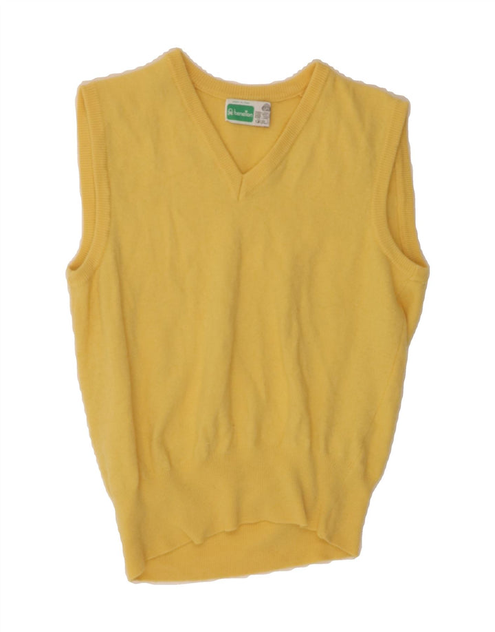 BENETTON Mens Vest Tank Top IT 48 Medium Yellow Wool Vintage Benetton and Second-Hand Benetton from Messina Hembry 