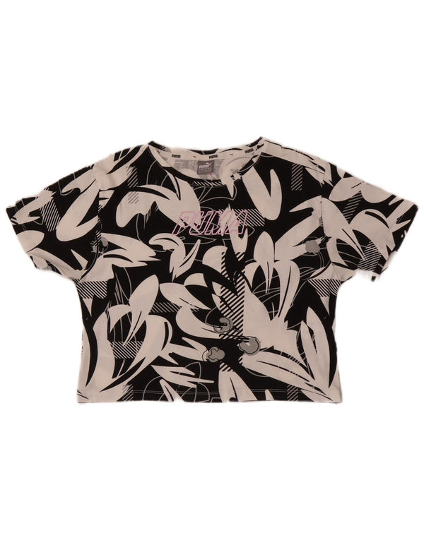 Puma piger abstrakt mønster afskæring grafisk t-shirt top 11-12 år sort