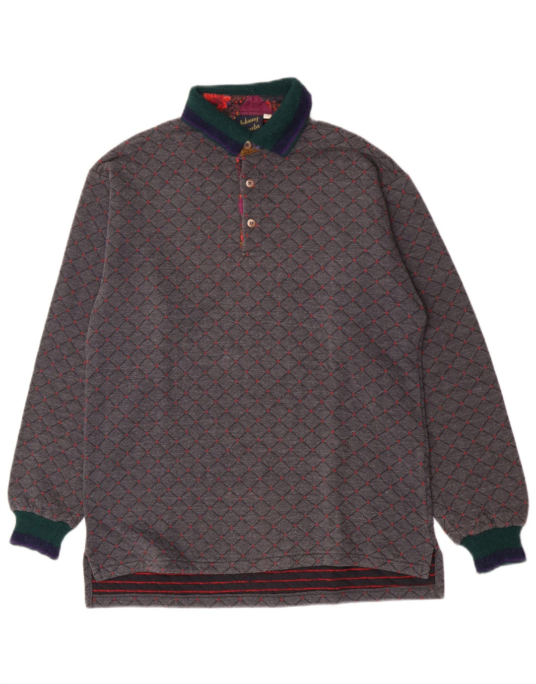 Johnny Lambs Herre Rugby Polo Shirt IT 50 Medium Grey Argyle/Diamond