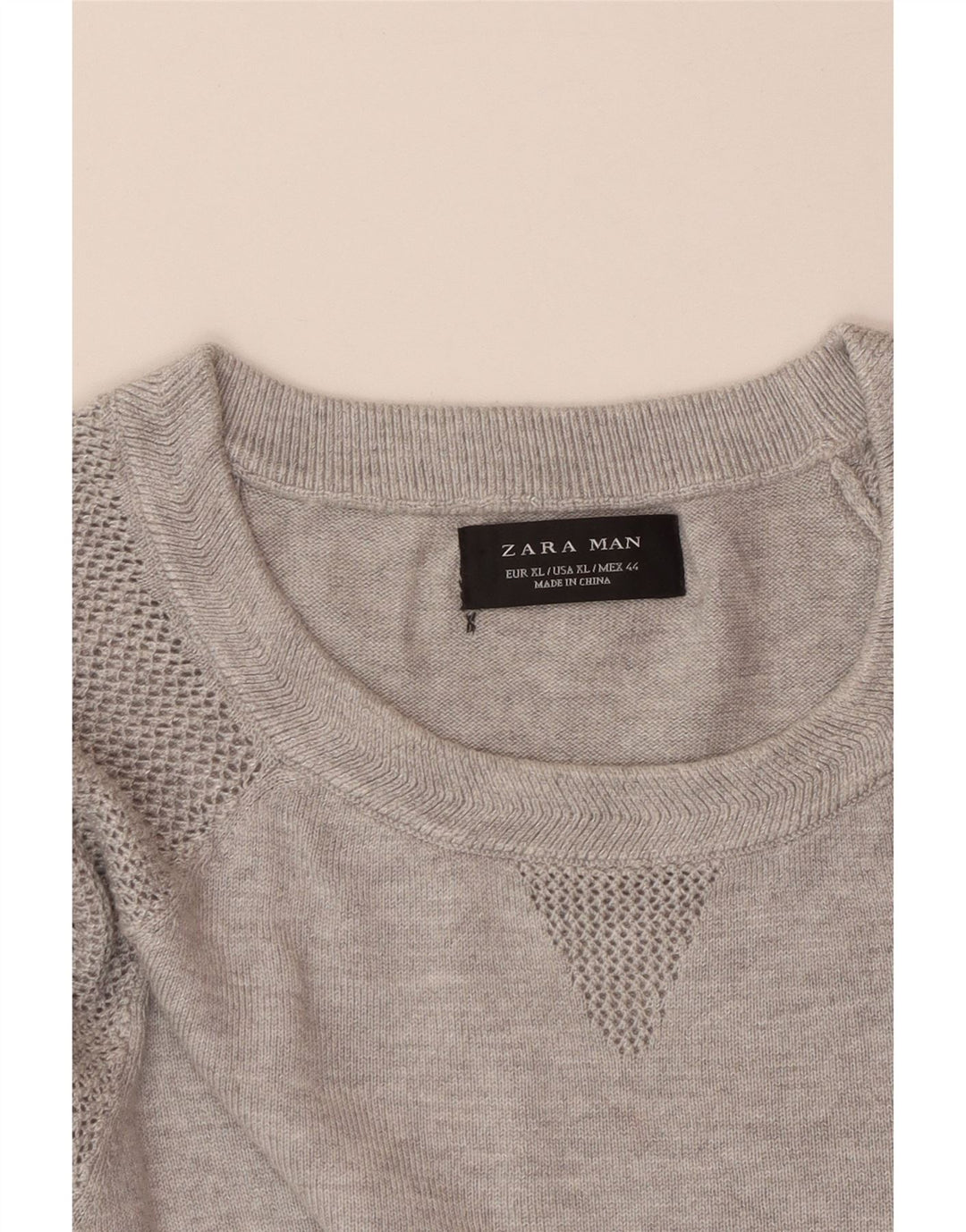 ZARA Kortærmet Herretrøje med rund hals XL Grå