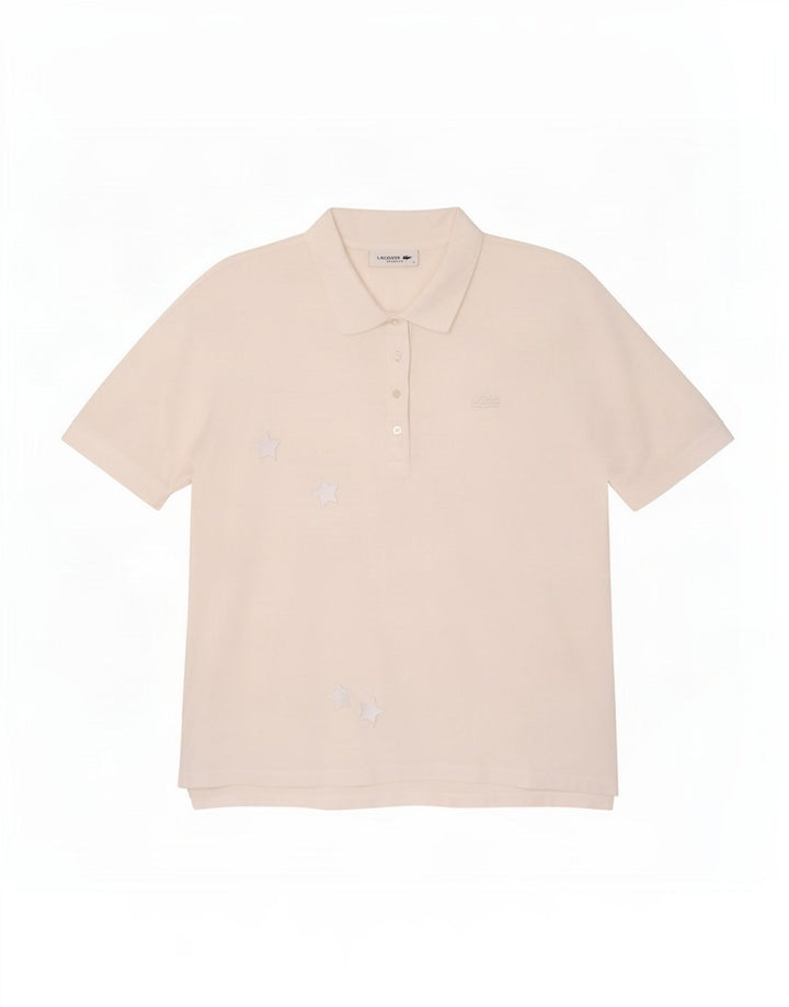 Lacoste Dame afslappet pasform poloskjorte UK 14 Medium hvid bomuld