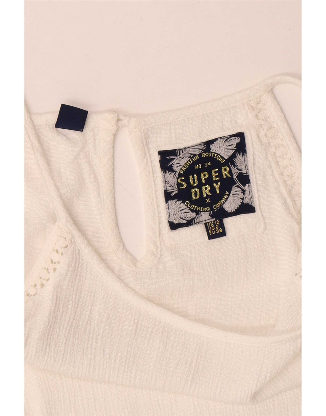 Superdry Dame Ærmeløs Oversized Bluse Top UK 10 Small White