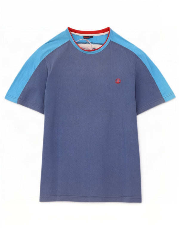 Invicta Herre T-Shirt Top Medium Blue Colourblock Bomuld