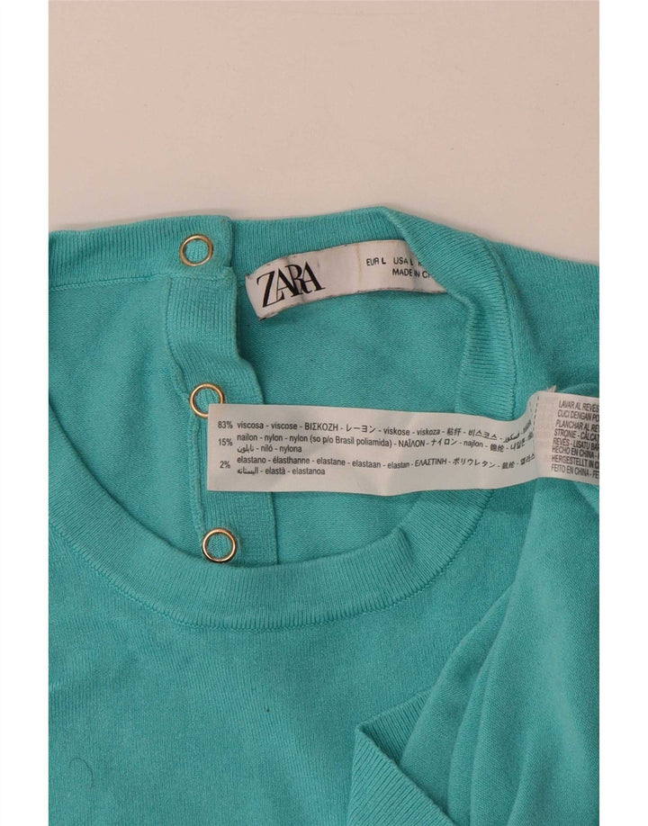 Zara Dame Vest Tank Top UK 14 Large Blue Viscose
