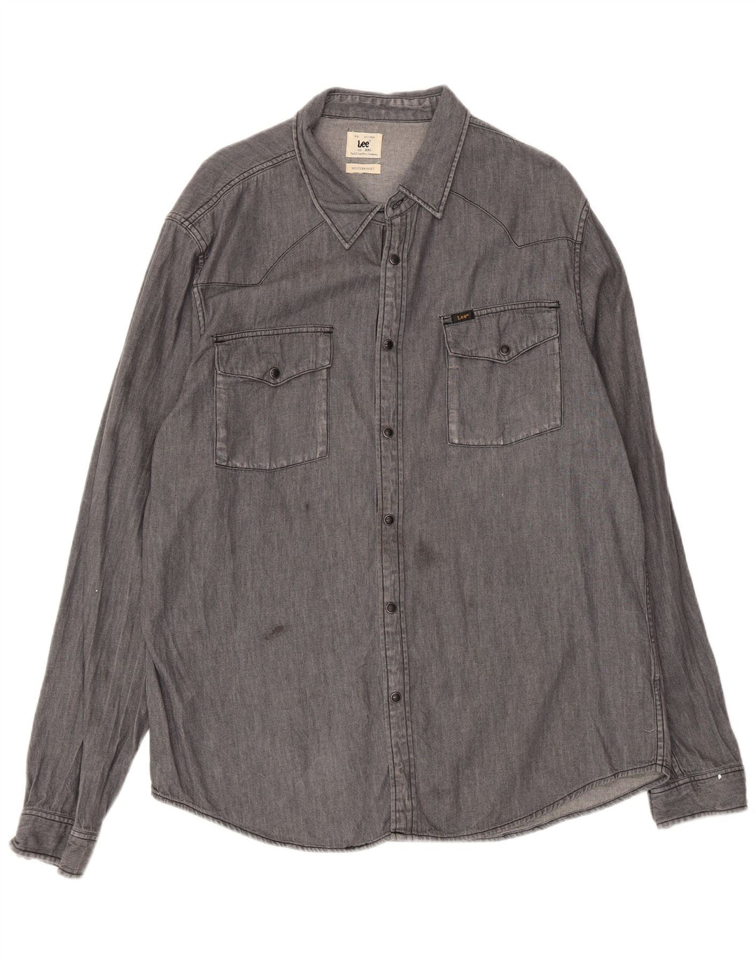 Lee Herre Utility Western skjorte 2XL grå bomuld