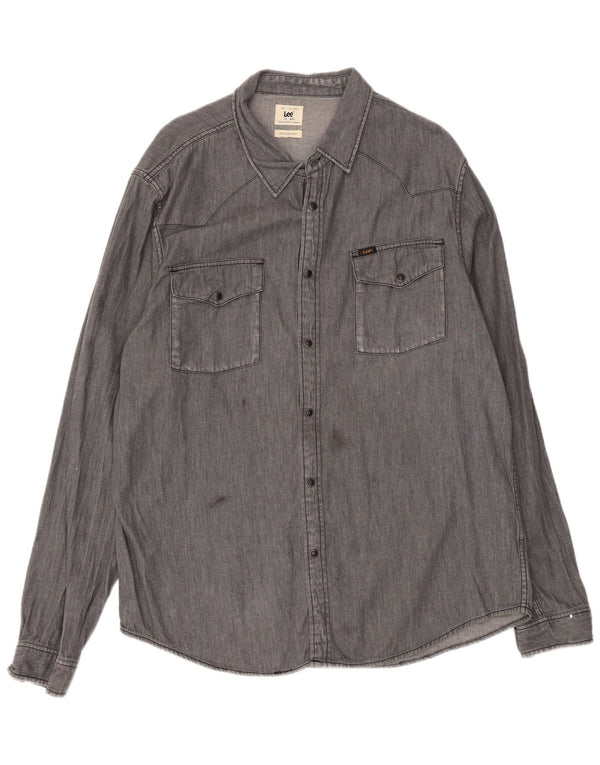 Lee Herre Utility Western skjorte 2XL grå bomuld